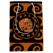 Happy Halloween Glitter Skull Gift Bag Medium Cadeauzakje (Voorkant)