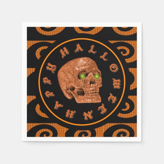 Happy Halloween Glitter Skull Napkins Servetten (Voorkant)