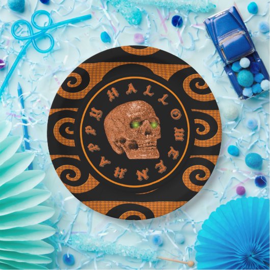 Happy Halloween Glitter Skull Paper-Borden Papieren Bordje (Feest)