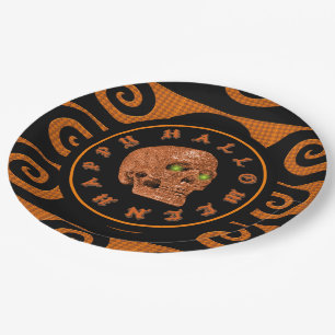 Happy Halloween Glitter Skull Paper-Borden Papieren Bordje