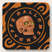 Happy Halloween Glitter Skull Square Onderzetters (Voorkant)