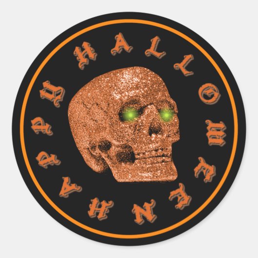 Happy Halloween Glitter Skull Stickers (Voorkant)