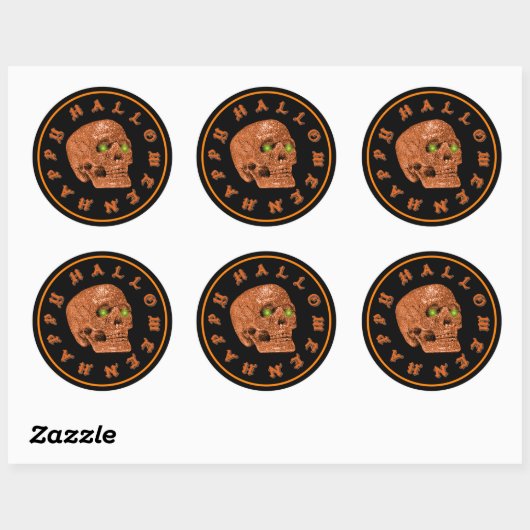 Happy Halloween Glitter Skull Stickers (Vel)