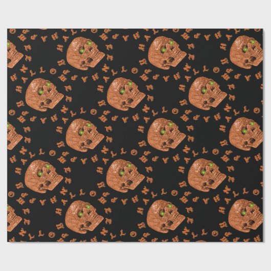 Happy Halloween Glitter Skull Wrapping Paper Cadeaupapier (Vlak)