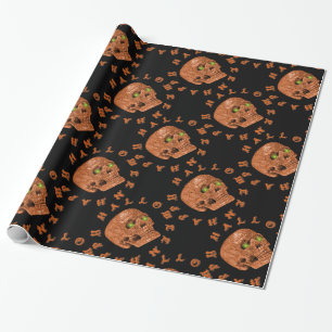 Happy Halloween Glitter Skull Wrapping Paper Cadeaupapier