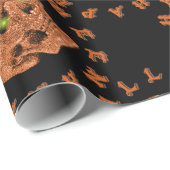 Happy Halloween Glitter Skull Wrapping Paper Cadeaupapier (Rol Hoek)
