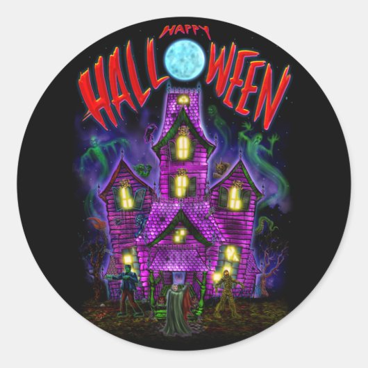 Happy Halloween gloeiend spookhuis Sticker (Voorkant)