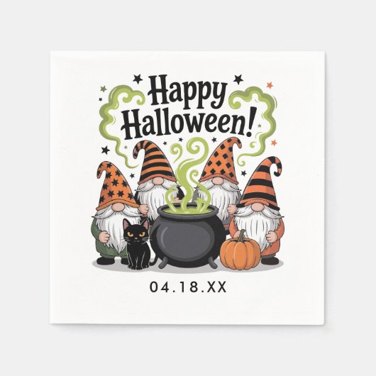 Happy Halloween Gnome | Schattige en feestelijk Ha Servet (Voorkant)