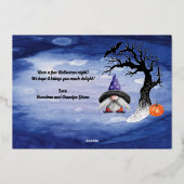 Happy Halloween Gnome Spooky Greeting Folie Feestdagenkaart (Achterkant)