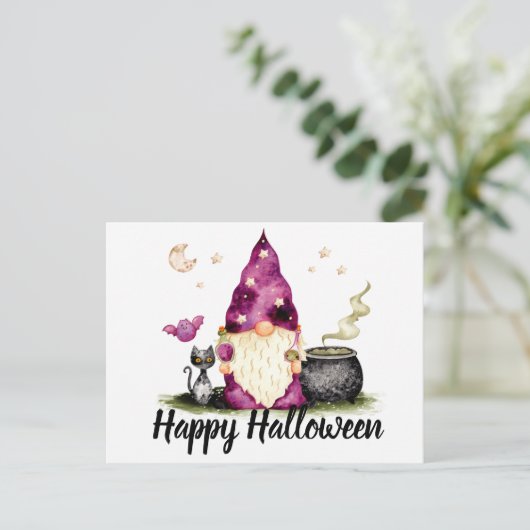 Happy Halloween Gnome Wizard Briefkaart (Staand voorkant)