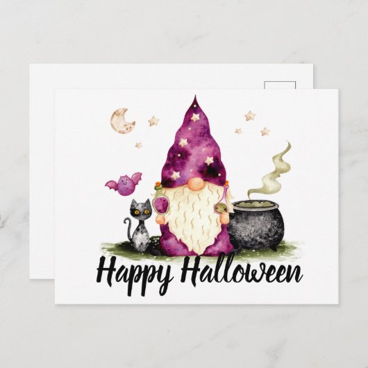 Happy Halloween Gnome Wizard Briefkaart (Voorkant / Achterkant)