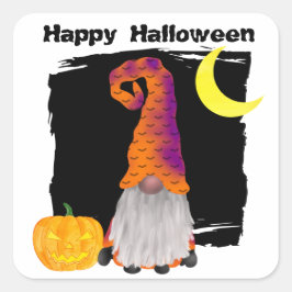 Happy Halloween Gnome Wizard Vierkante Sticker