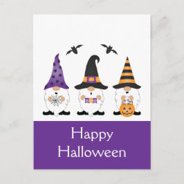 Happy Halloween Gnomes Paars Sinaasappel Briefkaart