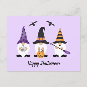 Happy Halloween Gnomes Paars Sinaasappel Briefkaart