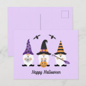 Happy Halloween Gnomes Paars Sinaasappel Briefkaart (Voorkant / Achterkant)