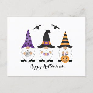 Happy Halloween Gnomes Paars Sinaasappel Briefkaart