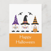 Happy Halloween Gnomes Paars Sinaasappel Briefkaart (Voorkant)