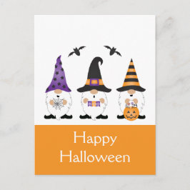 Happy Halloween Gnomes Paars Sinaasappel Briefkaart