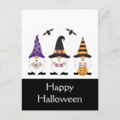 Happy Halloween Gnomes Paars Sinaasappel Briefkaart (Voorkant)