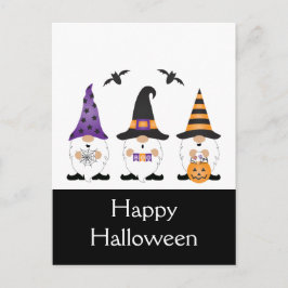 Happy Halloween Gnomes Paars Sinaasappel Briefkaart