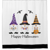 Happy Halloween Gnomes Paars Sinaasappel Douchegordijn (Voorkant)