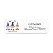 Happy Halloween Gnomes Paars Sinaasappel Etiket (Voorkant)