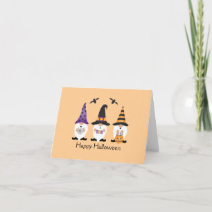 Happy Halloween Gnomes Paars Sinaasappel Kaart