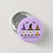 Happy Halloween Gnomes Paars Sinaasappel Ronde Button 3,2 Cm (Voorkant /achterkant)