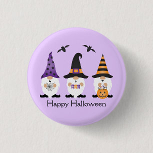 Happy Halloween Gnomes Paars Sinaasappel Ronde Button 3,2 Cm