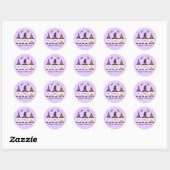 Happy Halloween Gnomes Paars Sinaasappel Ronde Sticker (Vel)
