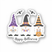 Happy Halloween Gnomes Paars Sinaasappel Sticker (Voorkant)
