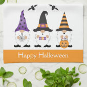 Happy Halloween Gnomes Paars Sinaasappel Theedoek (Gevouwen)