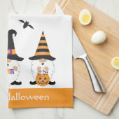Happy Halloween Gnomes Paars Sinaasappel Theedoek (Quarter Fold)