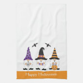 Happy Halloween Gnomes Paars Sinaasappel Theedoek (Verticaal)