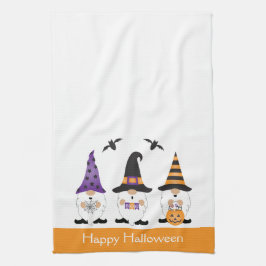 Happy Halloween Gnomes Paars Sinaasappel Theedoek