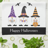 Happy Halloween Gnomes Paars Sinaasappel Theedoek (Gevouwen)