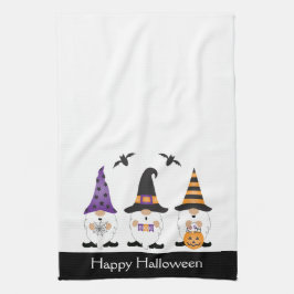 Happy Halloween Gnomes Paars Sinaasappel Theedoek