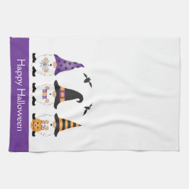 Happy Halloween Gnomes Paars Sinaasappel Theedoek