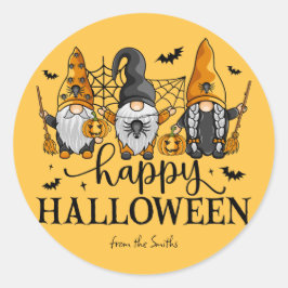 Happy Halloween Gnomes Ronde Sticker