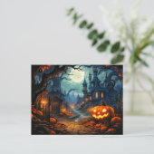 Happy Halloween | Goed verlichte snoezige pompoen Briefkaart (Staand voorkant)