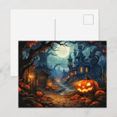 Happy Halloween | Goed verlichte snoezige pompoen Briefkaart (Voorkant / Achterkant)