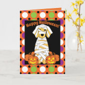 Happy Halloween Golden Retriever Mummy Kaart (Gele Bloem)