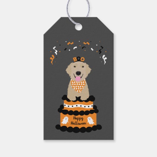 Happy Halloween Golden Retriever Spooky Ghost Boo Cadeaulabel (Voorkant)