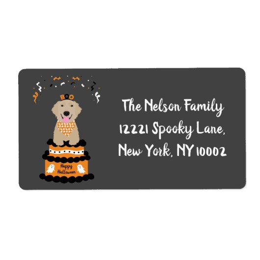 Happy Halloween Golden Retriever Spooky Ghost Boo Etiket (Voorkant)