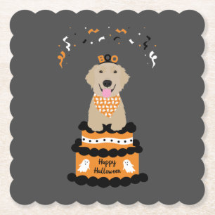 Happy Halloween Golden Retriever Spooky Ghost Boo Kartonnen Onderzetters