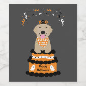 Happy Halloween Golden Retriever Spooky Ghost Boo Wijn Etiket (Enkel label)
