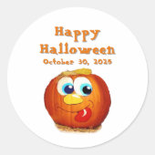 Happy Halloween goofy Jack-O-Lantern Ronde Sticker (Voorkant)