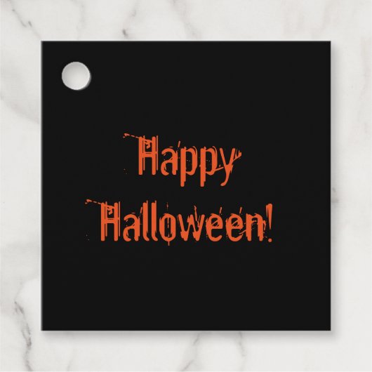 Happy Halloween Gothic Black Sinaasappel Bedankjes Labels (Voorkant)