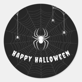 Happy Halloween Gothic Scary Black Spider Web Ronde Sticker
