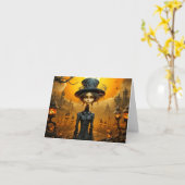 Happy Halloween Gothic Witch Design Kaart (Gele Bloem)